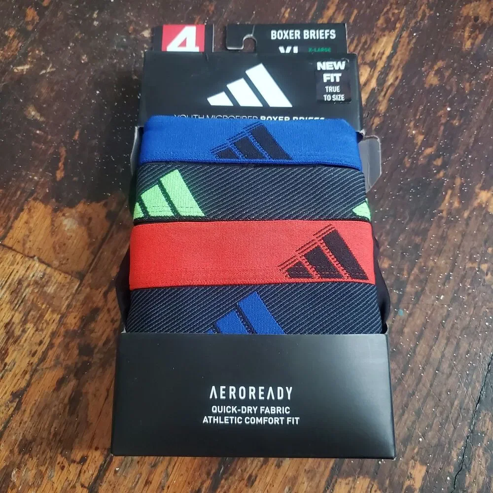 4-pack of adidas Youth Microfiber Long Boxer Briefs msrp $40